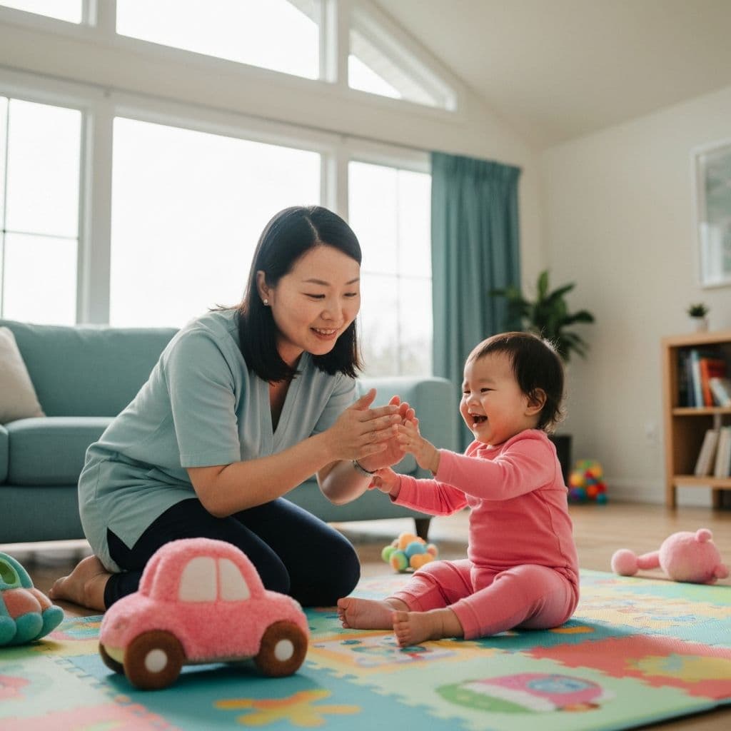 Viviana Mulazzi con un niño durante una sesión de estimulación temprana